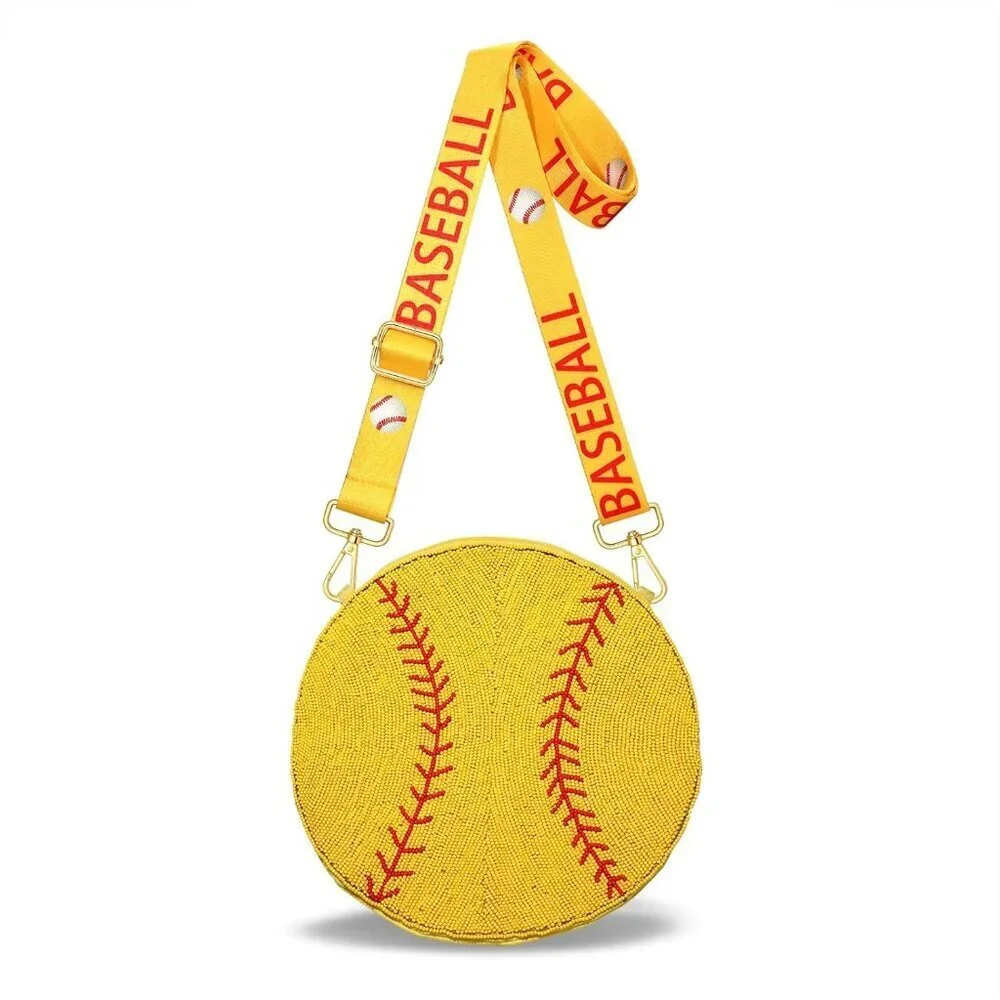 Beaded Sports Purse for Women Baseball Basketball Soccer Crossbody Shoulder Bag